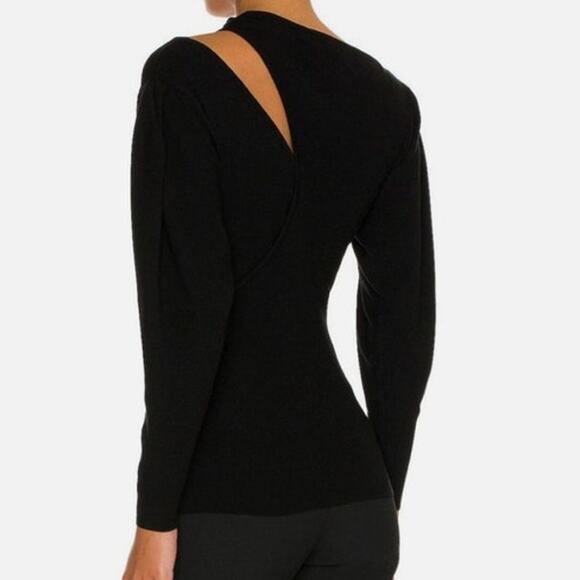 A.L.C. Addison Top Women L Black Luxe Ribbed Knit Asymmetric Cut Out Stretch NEW - Picture 5 of 11